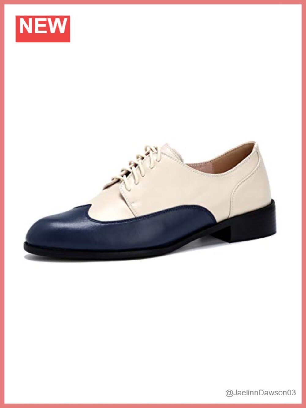 Women's Pointed-Toe Wintip Oxford Shoes Open-Vamp Vintage Lace-Up Block Heel
